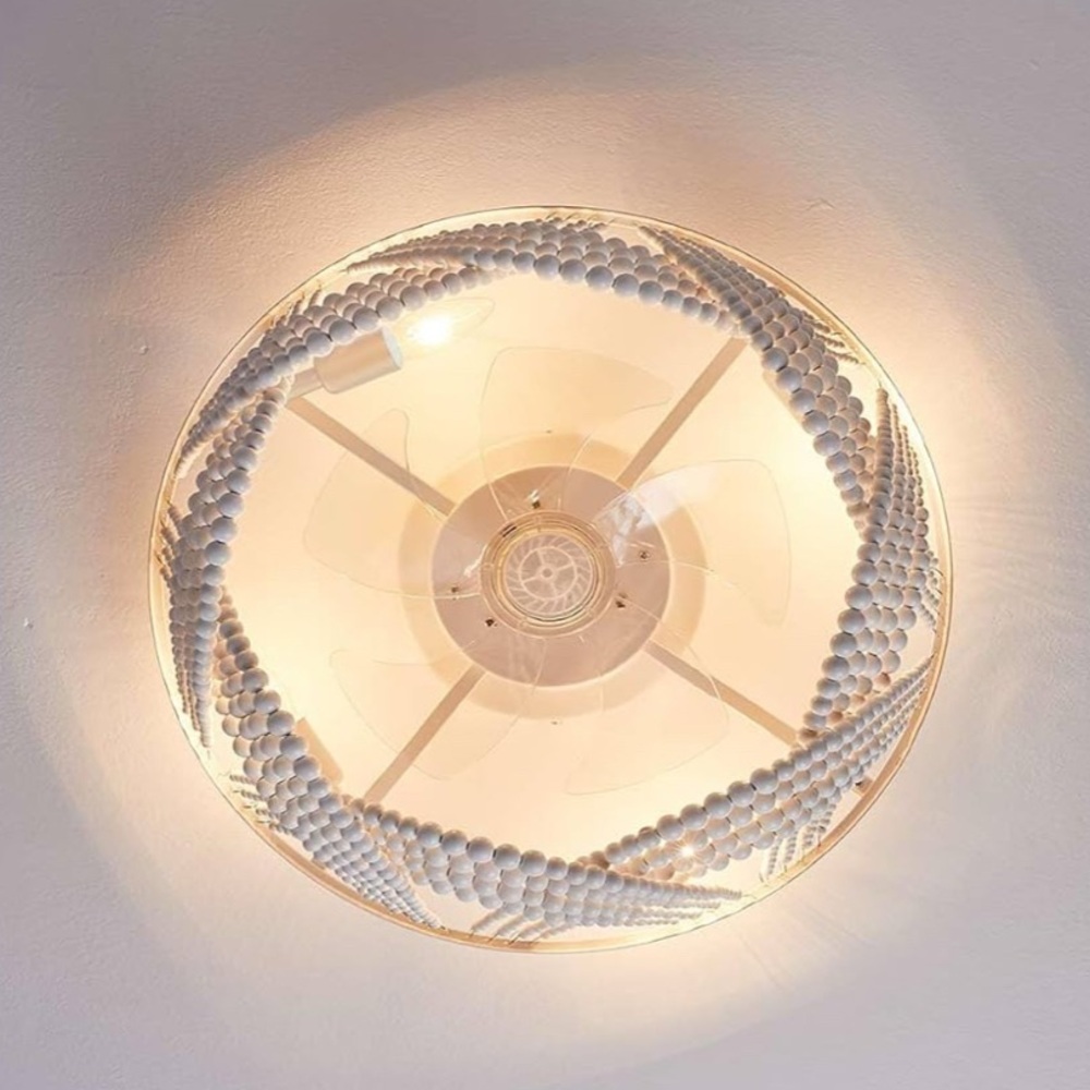 New 20 Inch Boho Flush Mount Ceiling Fan with Lights - Picture 3 of 11